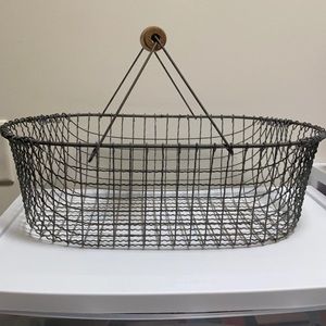 Antique metal planter basket